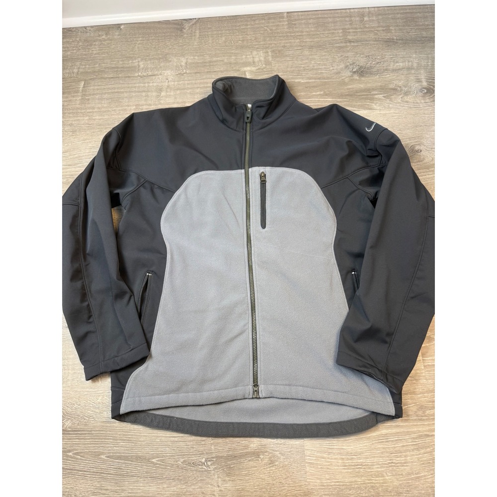 Nike Mens L Full Zip Softshell Fleece Hybrid Jacket Black Grey RN56323